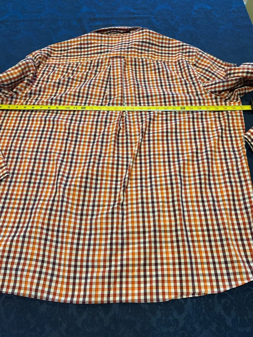 Perfect for fall! 🍁 Saddlebred Orange, Brown & Red gingham men’s shirt